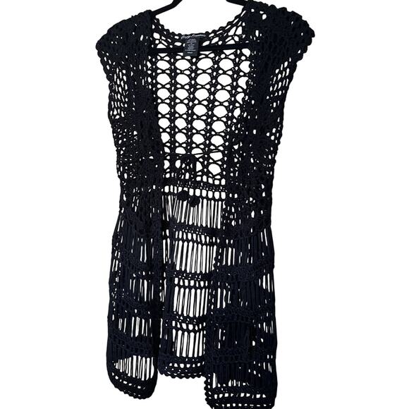 Simply Irresistible Womens Cover Up Sz Small Boho Hippie Beachy Black Crochet - Picture 1 of 9